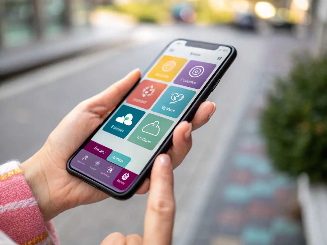 A sleek smartphone displaying a custom app interface developed by ERX DIGITAL, showcasing a user-friendly design and seamless functionality.