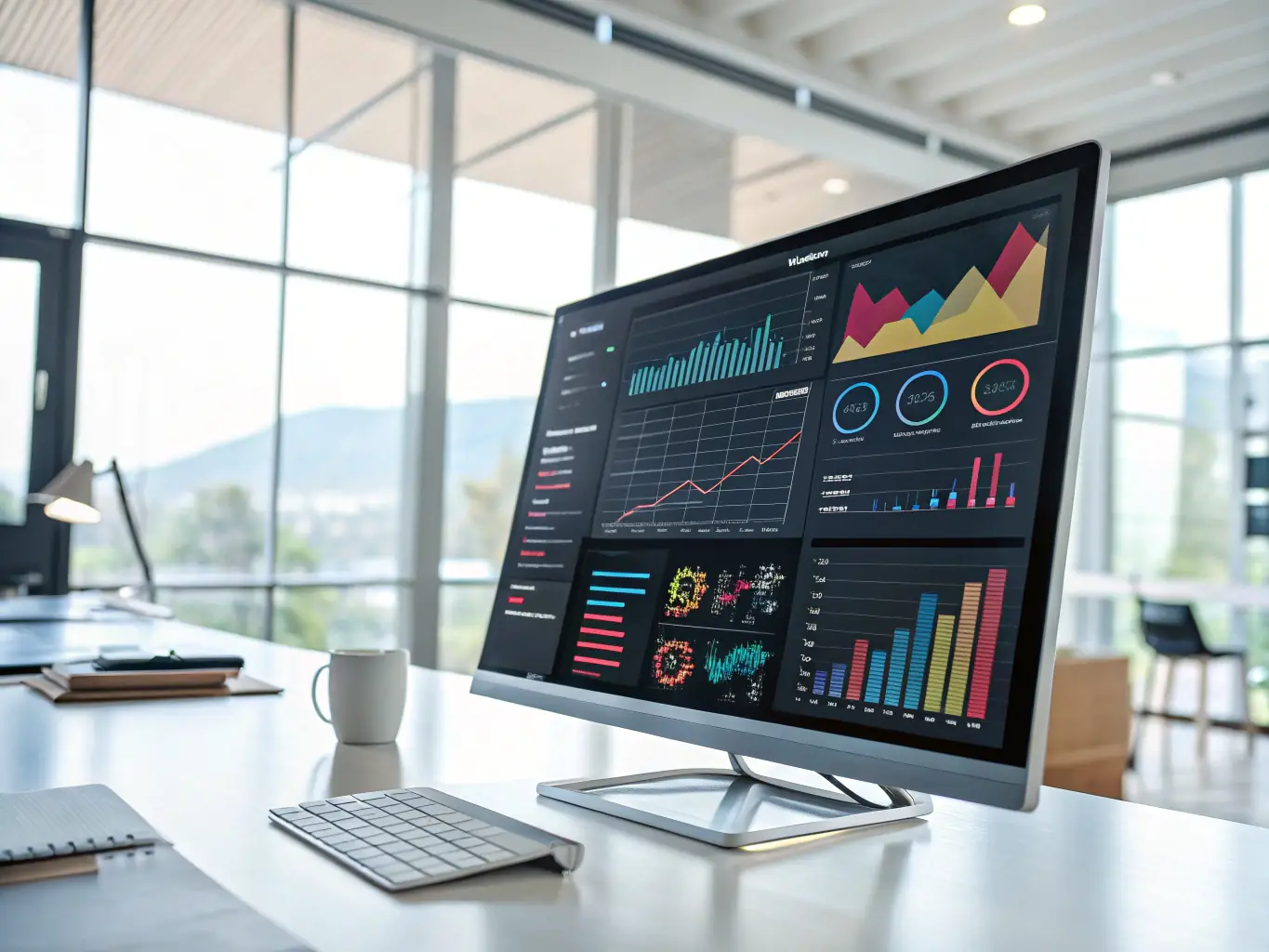 A digital dashboard displaying key performance indicators (KPIs) for multiple client accounts, showcasing ERX DIGITAL's ability to manage accounts at scale.