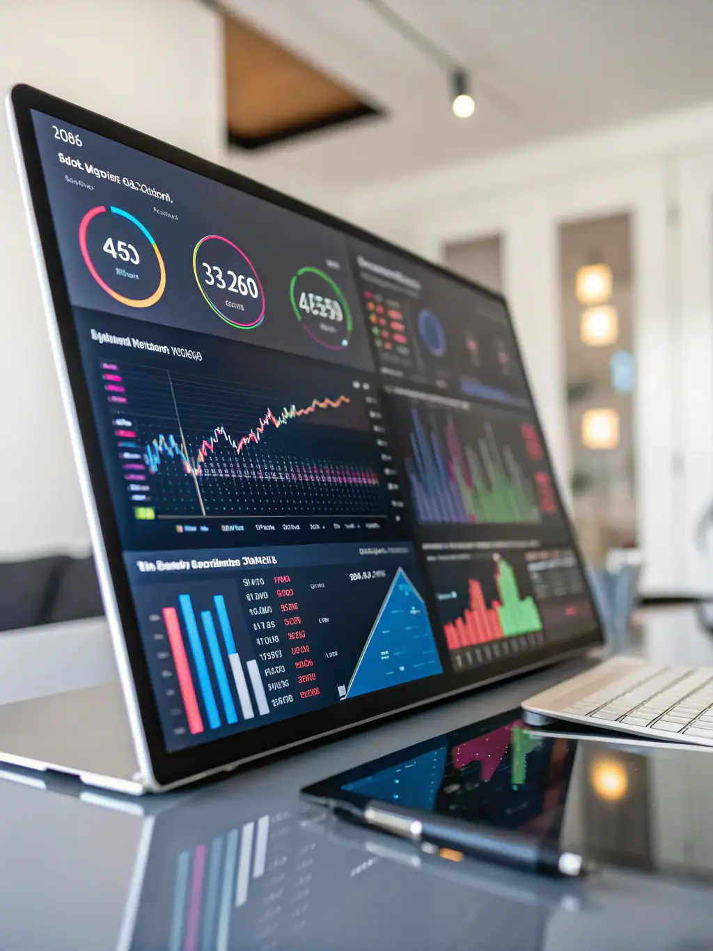 A dashboard interface displaying key performance indicators (KPIs) and account metrics, illustrating ERX DIGITAL's account management services.