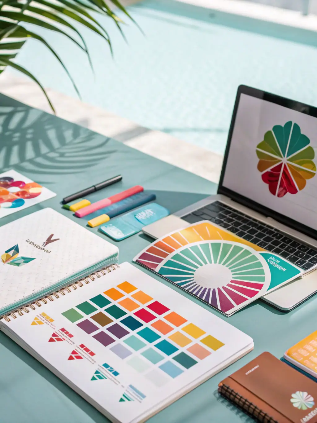 A collection of branding assets including a logo, color palette, and marketing materials, demonstrating ERX DIGITAL's branding expertise.